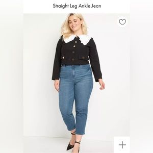 ELOQUII High Rise Straight Leg Blue Ankle Jeans